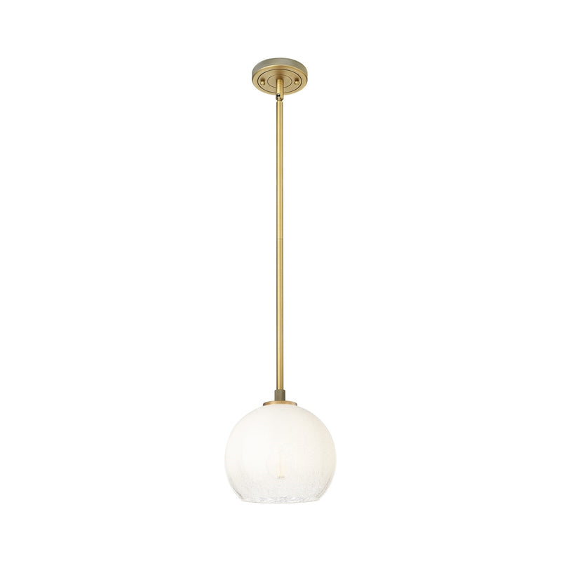 Innovations Brookhaven Globe 8in 1-Light Pendant | Industrial Brushed Brass and Opal Glass | Kitchen Island & Dining Room | Model 434-1S-BB-G483-8OP