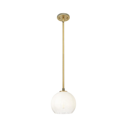 Innovations Brookhaven Globe 8in 1-Light Pendant | Industrial Brushed Brass and Opal Glass | Kitchen Island & Dining Room | Model 434-1S-BB-G483-8OP