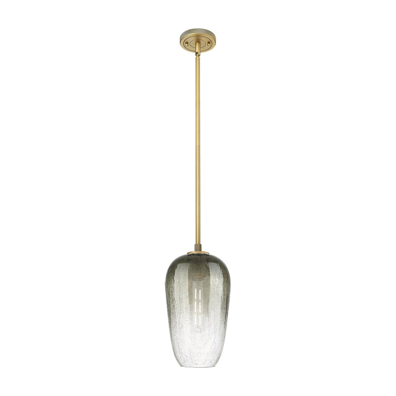 Innovations Brookhaven Flute 7in 1-Light Pendant | Industrial Brushed Brass and Slate Glass | Kitchen Island & Dining Room | Model 434-1S-BB-G484-7SL