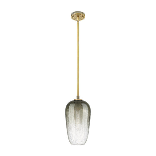 Innovations Brookhaven Flute 7in 1-Light Pendant | Industrial Brushed Brass and Slate Glass | Kitchen Island & Dining Room | Model 434-1S-BB-G484-7SL