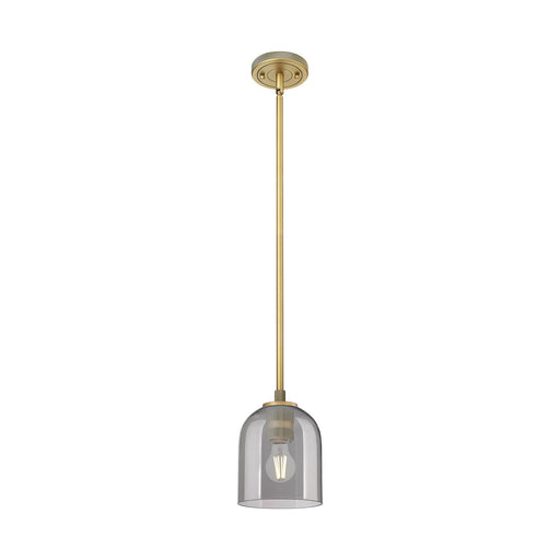 Innovations Bella 6in 1-Light Pendant | Industrial Brushed Brass and Light Smoke Glass | Kitchen Island & Dining Room | Model 434-1S-BB-G558-6SM
