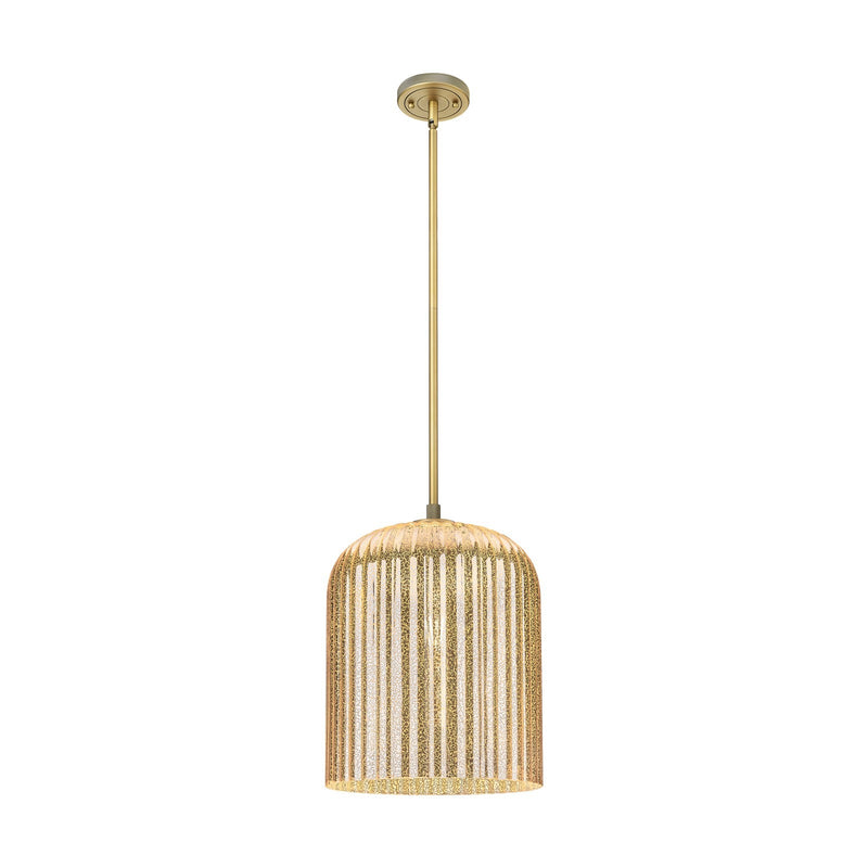 Innovations Crown Point 12in 1-Light Pendant | Industrial Brushed Brass and Mercury Glass | Kitchen Island & Dining Room | Model 434-1S-BB-G559-12ME