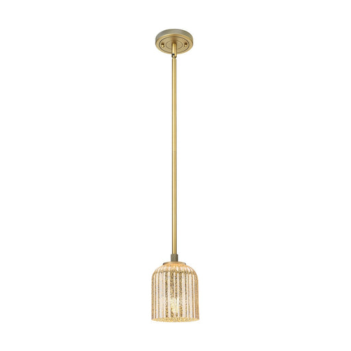 Innovations Crown Point 5in 1-Light Pendant | Industrial Brushed Brass and Mercury Glass | Kitchen Island & Dining Room | Model 434-1S-BB-G559-5ME