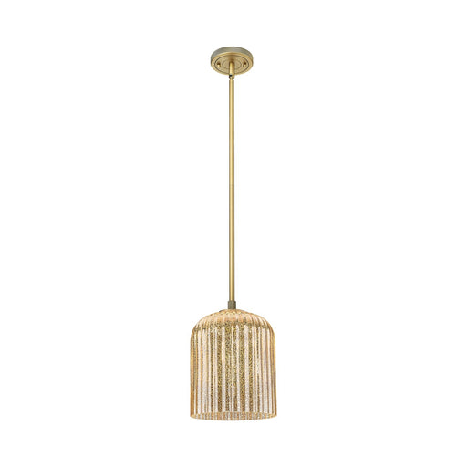 Innovations Crown Point 8in 1-Light Pendant | Industrial Brushed Brass and Mercury Glass | Kitchen Island & Dining Room | Model 434-1S-BB-G559-8ME