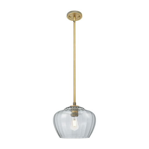 Innovations Fenton 11in 1-Light Pendant | Industrial Brushed Brass and Clear Glass | Kitchen Island & Dining Room | Model 434-1S-BB-G92-L