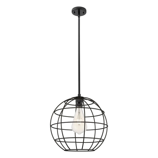 Innovations Lake Placid 16in 1-Light Pendant | Industrial Matte Black Metal Globe | Kitchen Island & Dining Room | Model 434-1S-BK-CE-16-BK