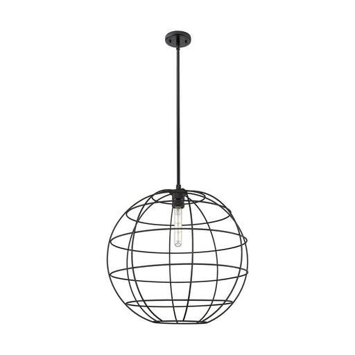 Innovations Lake Placid 22in 1-Light Pendant | Industrial Matte Black Metal Globe | Kitchen Island & Dining Room | Model 434-1S-BK-CE-22-BK