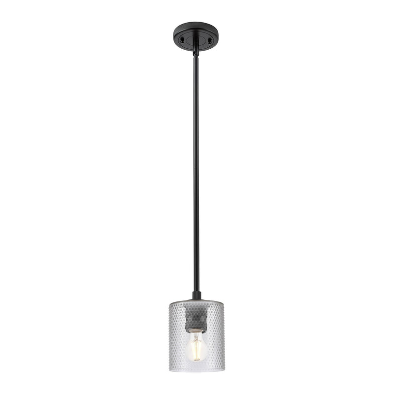 Innovations Cobbleskill 5in 1-Light Pendant | Industrial Matte Black and Clear Glass | Kitchen Island & Dining Room | Model 434-1S-BK-G112