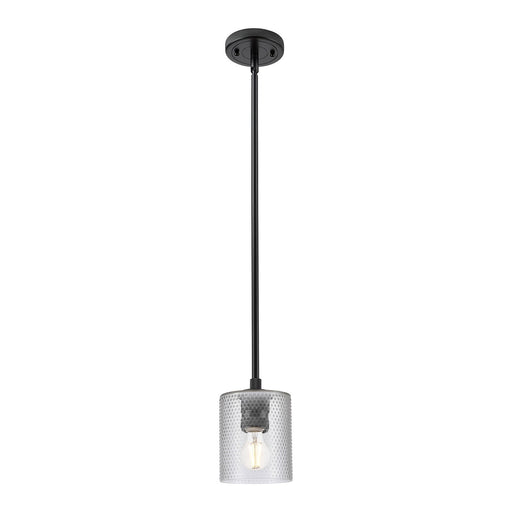 Innovations Cobbleskill 5in 1-Light Pendant | Industrial Matte Black and Clear Glass | Kitchen Island & Dining Room | Model 434-1S-BK-G112