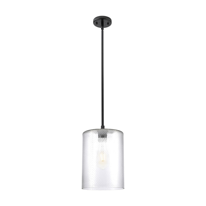 Innovations Cobbleskill 9in 1-Light Pendant | Industrial Matte Black and Clear Glass | Kitchen Island & Dining Room | Model 434-1S-BK-G112-L