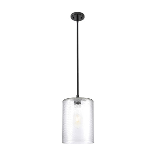 Innovations Cobbleskill 9in 1-Light Pendant | Industrial Matte Black and Clear Glass | Kitchen Island & Dining Room | Model 434-1S-BK-G112-L