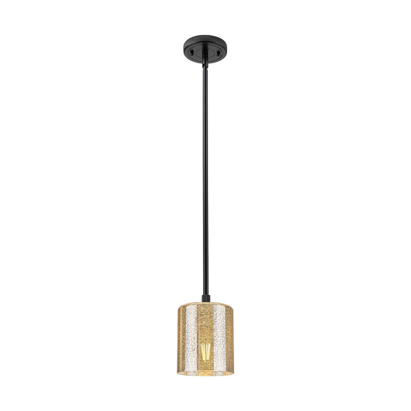 Innovations Cobbleskill 5in 1-Light Pendant | Industrial Matte Black and Mercury Glass | Kitchen Island & Dining Room | Model 434-1S-BK-G116