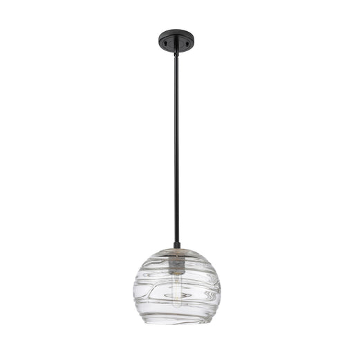 Innovations Crown Point 8in 1-Light Pendant | Industrial Matte Black and Clear Glass | Kitchen Island & Dining Room | Model 434-1S-BK-G1213-8CL