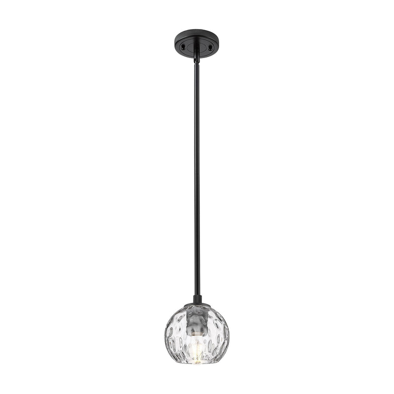 Innovations Athens Water Glass 6in 1-Light Pendant | Industrial Matte Black and Clear Glass | Kitchen Island & Dining Room | Model 434-1S-BK-G1215-6