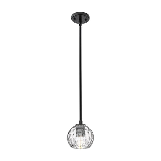 Innovations Athens Water Glass 6in 1-Light Pendant | Industrial Matte Black and Clear Glass | Kitchen Island & Dining Room | Model 434-1S-BK-G1215-6