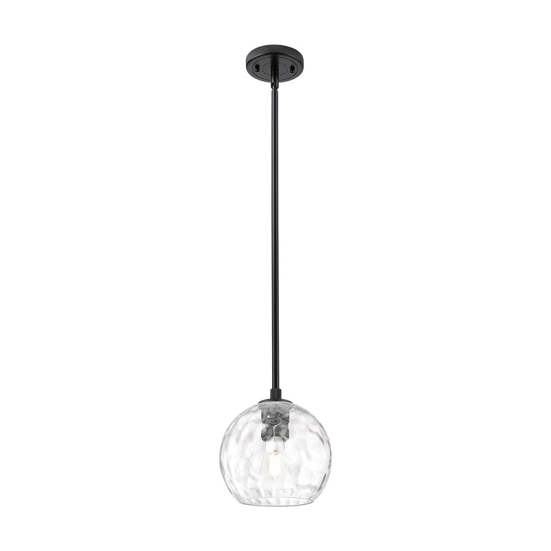 Innovations Athens Water Glass 8in 1-Light Pendant | Industrial Matte Black and Clear Glass | Kitchen Island & Dining Room | Model 434-1S-BK-G1215-8