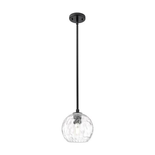 Innovations Athens Water Glass 8in 1-Light Pendant | Industrial Matte Black and Clear Glass | Kitchen Island & Dining Room | Model 434-1S-BK-G1215-8