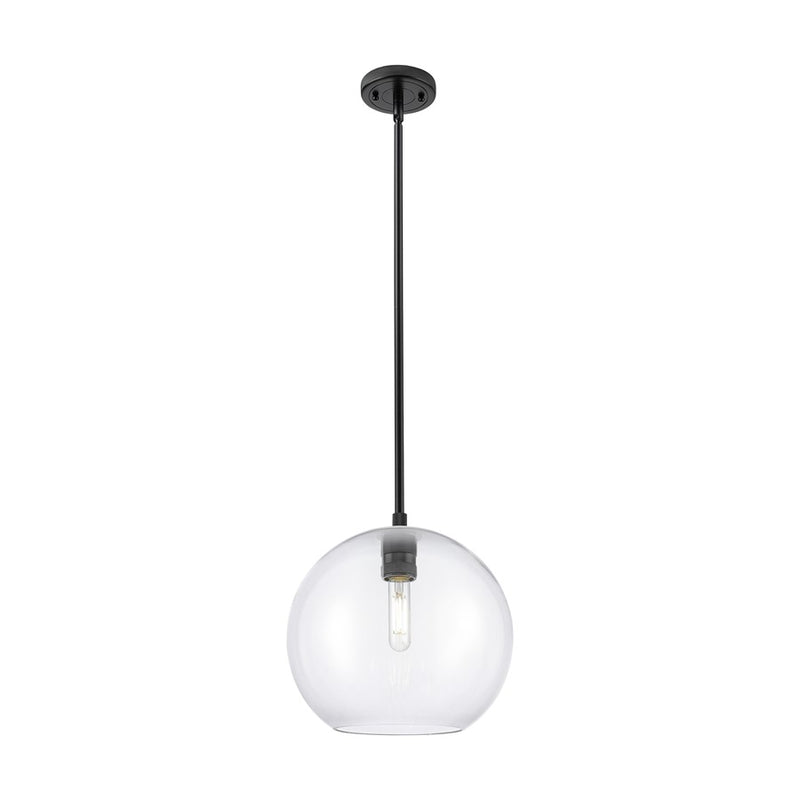 Innovations Crown Point 1Lt 10" Athens Stem Pendant, BK/CL - 434-1S-BK-G122-10