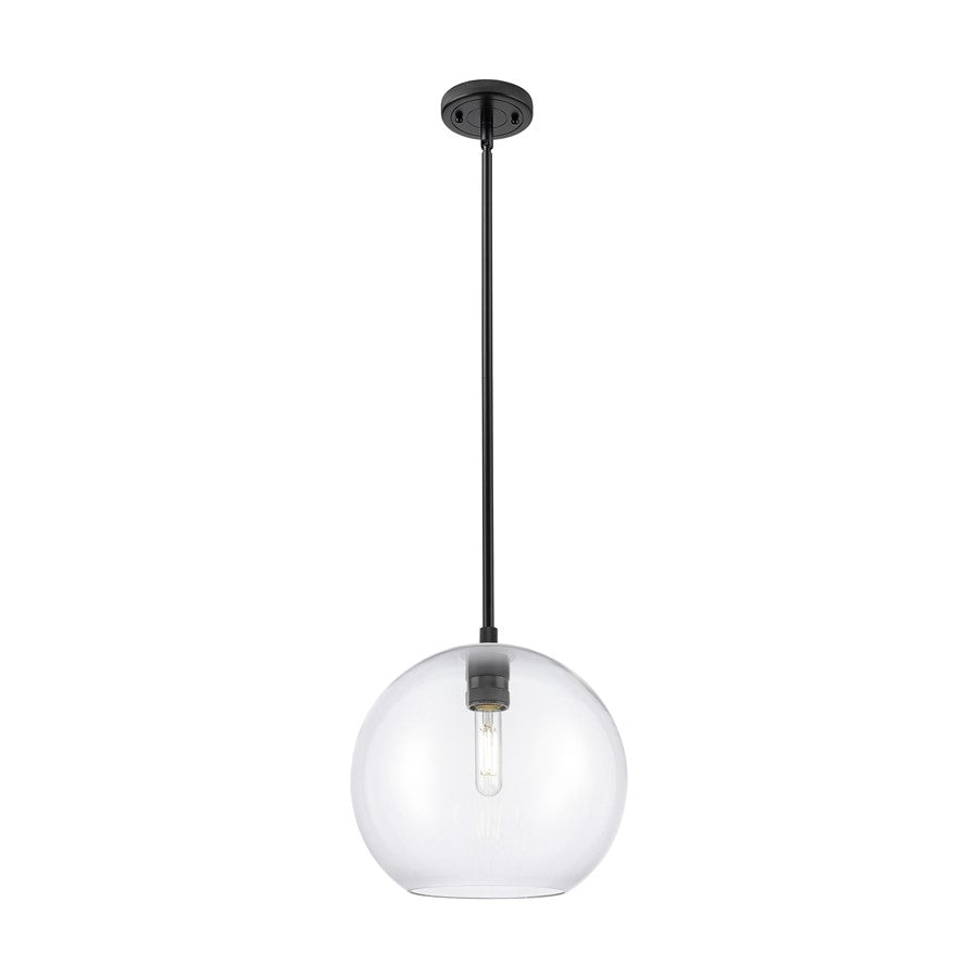 Innovations Crown Point 1Lt 10" Athens Stem Pendant, BK/CL - 434-1S-BK-G122-10