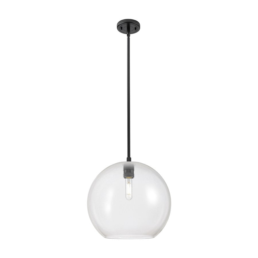 Innovations Crown Point 1Lt 12" Athens Stem Pendant, BK/CL - 434-1S-BK-G122-12