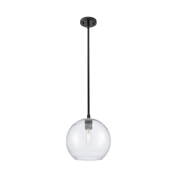 Innovations Crown Point 1Lt 10" Athens Stem Pendant, BK/Seed - 434-1S-BK-G124-10