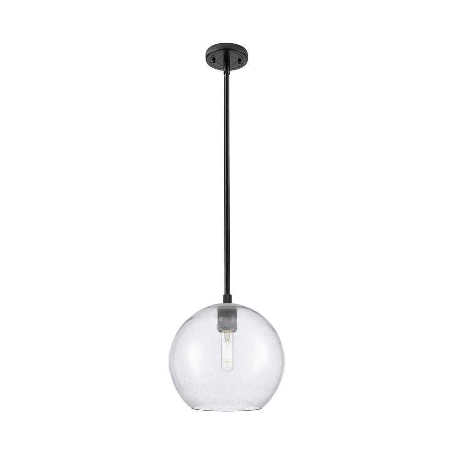 Innovations Crown Point 1Lt 10" Athens Stem Pendant, BK/Seed - 434-1S-BK-G124-10