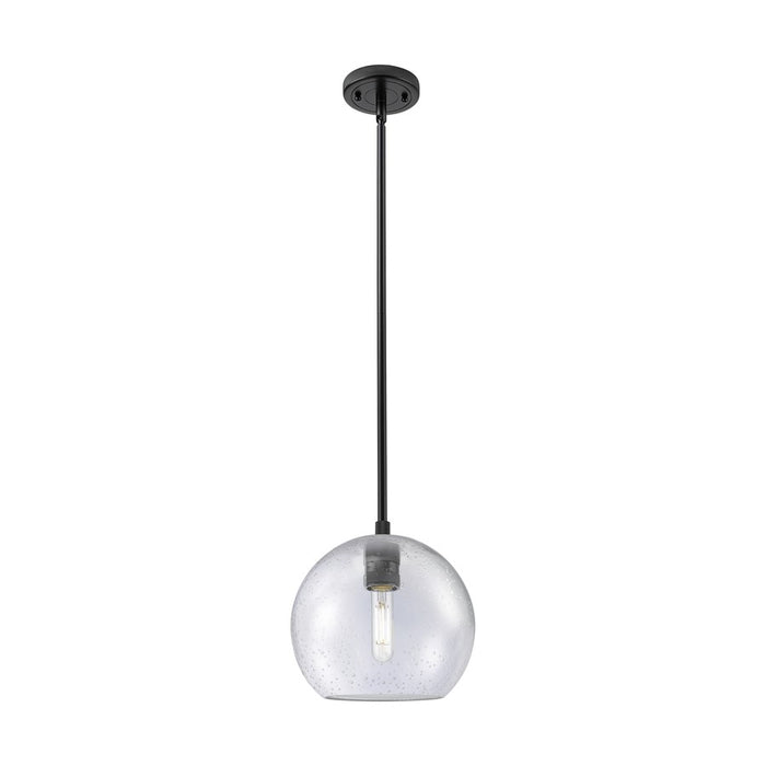 Innovations Crown Point 1Lt 8" Athens Stem Pendant, BK/Seed - 434-1S-BK-G124-8
