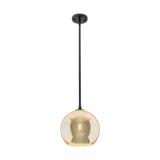 Innovations Athens 10in 1-Light Pendant | Industrial Matte Black and Mercury Glass | Kitchen Island & Dining Room | Model 434-1S-BK-G128-10
