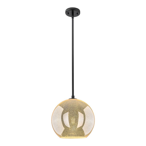 Innovations Athens 12in 1-Light Pendant | Industrial Matte Black and Mercury Glass | Kitchen Island & Dining Room | Model 434-1S-BK-G128-12