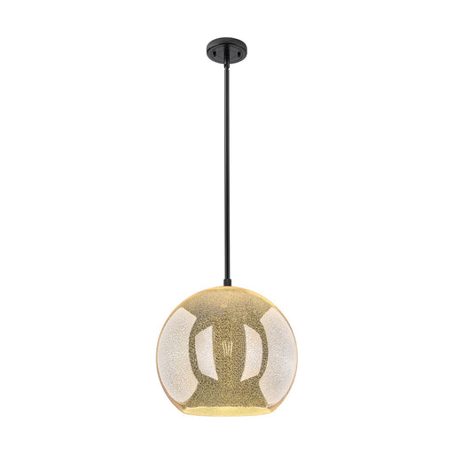Innovations Astor 14in 1-Light Pendant | Industrial Matte Black and Mercury Glass | Kitchen Island & Dining Room | Model 434-1S-BK-G128-14