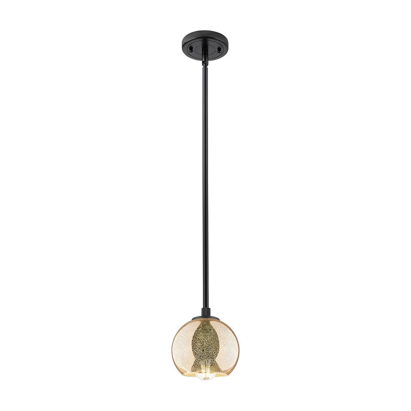 Innovations Athens 6in 1-Light Pendant | Industrial Matte Black and Mercury Glass | Kitchen Island & Dining Room | Model 434-1S-BK-G128-6