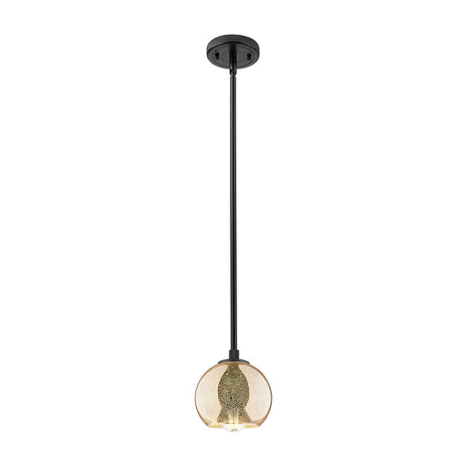 Innovations Athens 6in 1-Light Pendant | Industrial Matte Black and Mercury Glass | Kitchen Island & Dining Room | Model 434-1S-BK-G128-6