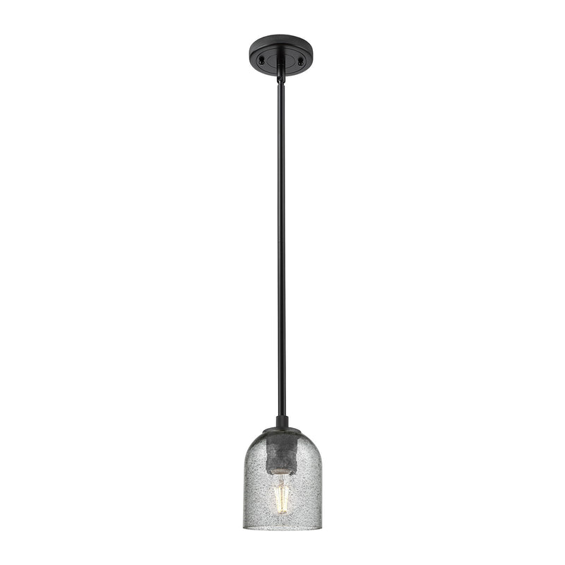 Innovations Caledonia 5in 1-Light Pendant | Industrial Matte Black and Charcoal Glass | Kitchen Island & Dining Room | Model 434-1S-BK-G257