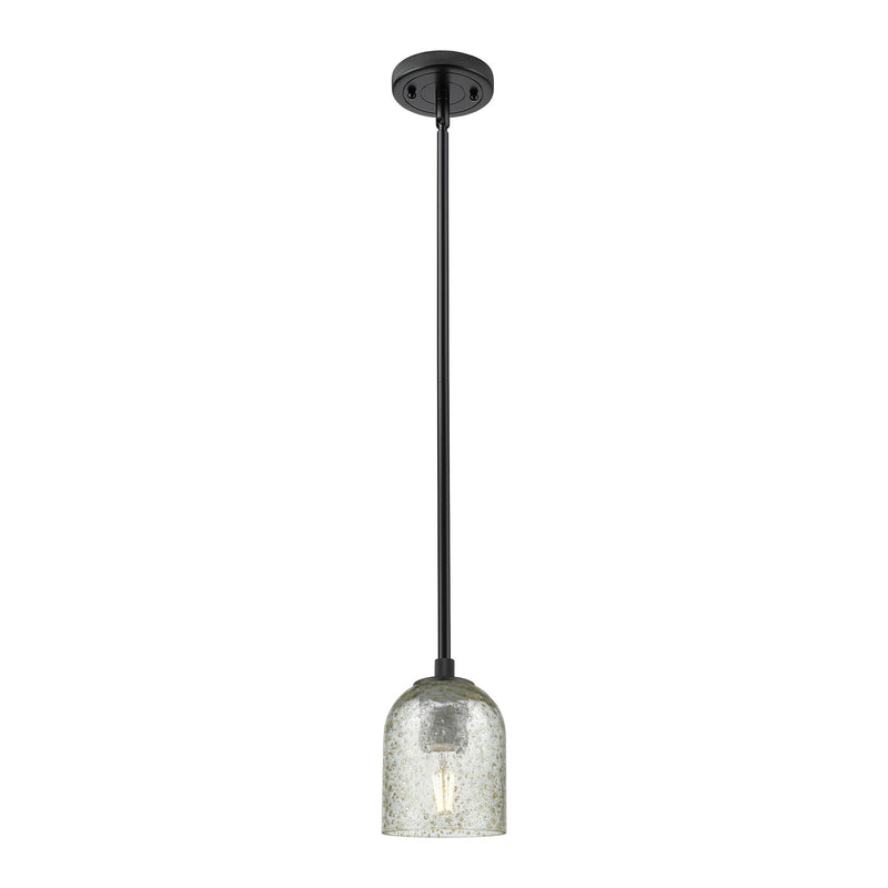 Innovations Caledonia 5in 1-Light Pendant | Industrial Matte Black and Mica Glass | Kitchen Island & Dining Room | Model 434-1S-BK-G259