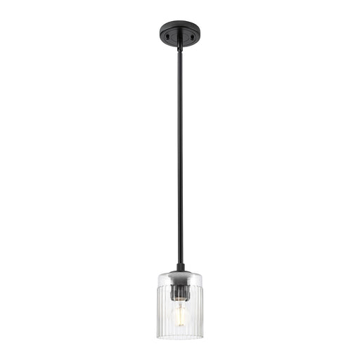 Innovations Hadley 4.5in 1-Light Pendant | Industrial Matte Black and Clear Glass | Kitchen Island & Dining Room | Model 434-1S-BK-G342