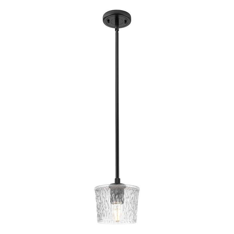 Innovations Niagara 6in 1-Light Pendant | Industrial Matte Black and Clear Glass | Kitchen Island & Dining Room | Model 434-1S-BK-G402