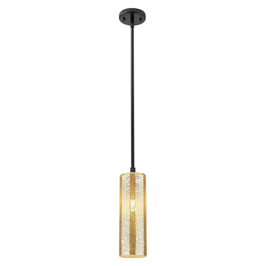 Innovations Crown Point 12" Stem Pendant, Black/Mercury - 434-1S-BK-G434-12ME