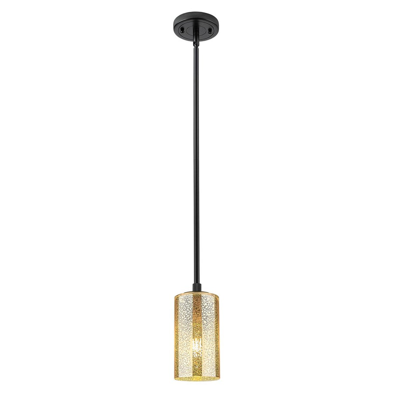 Innovations Crown Point 1Lt 7" Stem Pendant, Black/Mercury - 434-1S-BK-G434-7ME
