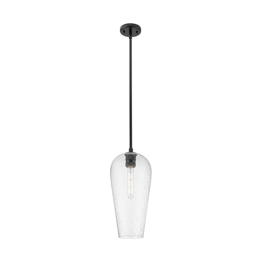 Innovations Chelsea 8in 1-Light Pendant | Industrial Matte Black and Seedy Glass | Kitchen Island & Dining Room | Model 434-1S-BK-G456-8SDY