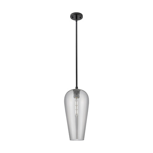 Innovations Chelsea 8in 1-Light Pendant | Industrial Matte Black and Light Smoke Glass | Kitchen Island & Dining Room | Model 434-1S-BK-G456-8SM