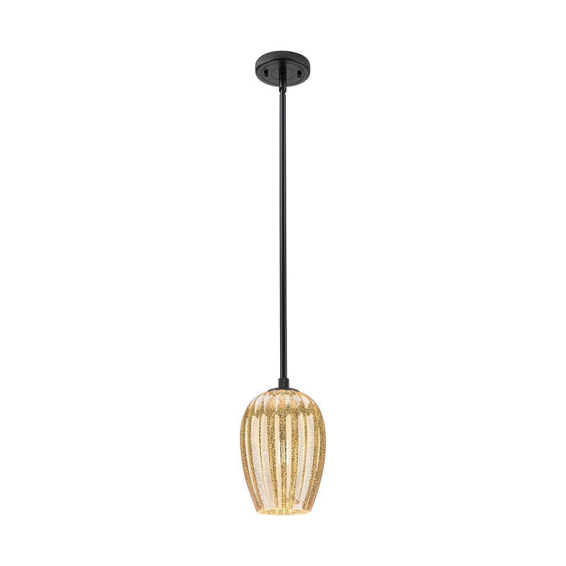 Innovations Preston Flute 6in 1-Light Pendant | Industrial Matte Black and Mercury Glass | Kitchen Island & Dining Room | Model 434-1S-BK-G457-6ME