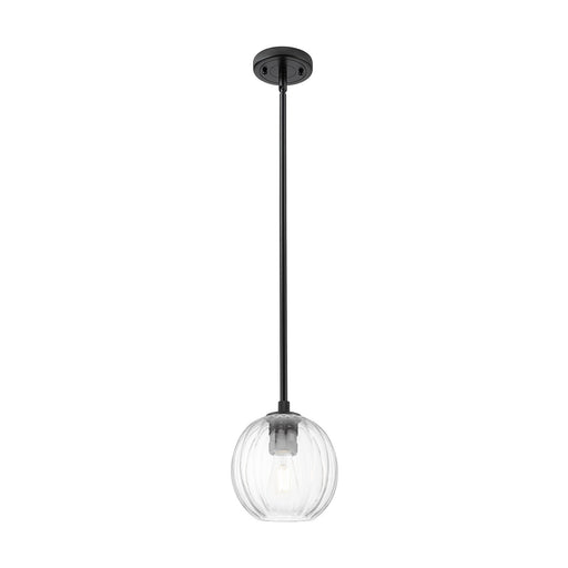 Innovations Preston Globe 7in 1-Light Pendant | Industrial Matte Black and Clear Glass | Kitchen Island & Dining Room | Model 434-1S-BK-G458-7CL