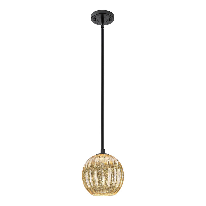 Innovations Preston Globe 7in 1-Light Pendant | Industrial Matte Black and Mercury Glass | Kitchen Island & Dining Room | Model 434-1S-BK-G458-7ME