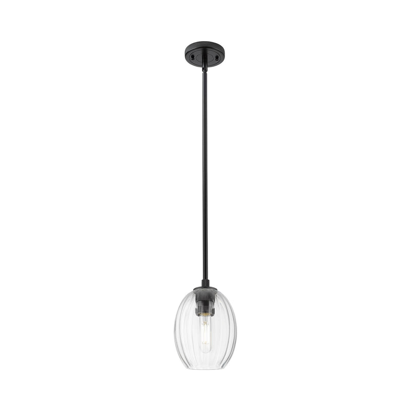 Innovations Preston Bulb 6in 1-Light Pendant | Industrial Matte Black and Clear Glass | Kitchen Island & Dining Room | Model 434-1S-BK-G459-6CL
