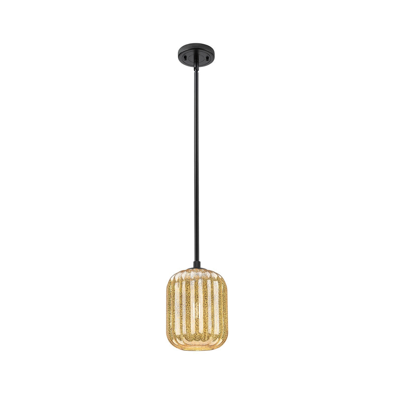 Innovations Preston Cylinder 7in 1-Light Pendant | Industrial Matte Black and Mercury Glass | Kitchen Island & Dining Room | Model 434-1S-BK-G460-7ME