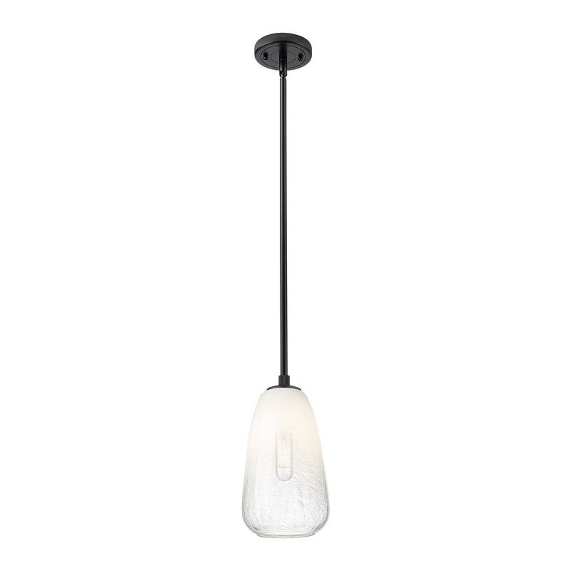 Innovations Brookhaven Almond 6in 1-Light Pendant | Industrial Matte Black and Opal Glass | Kitchen Island & Dining Room | Model 434-1S-BK-G480-6OP