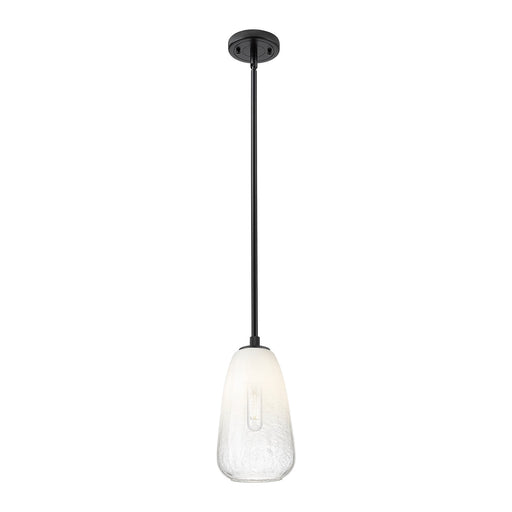Innovations Brookhaven Almond 6in 1-Light Pendant | Industrial Matte Black and Opal Glass | Kitchen Island & Dining Room | Model 434-1S-BK-G480-6OP