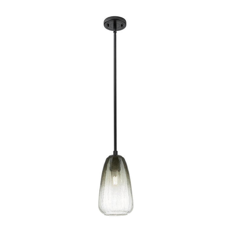 Innovations Brookhaven Almond 6in 1-Light Pendant | Industrial Matte Black and Slate Glass | Kitchen Island & Dining Room | Model 434-1S-BK-G480-6SL