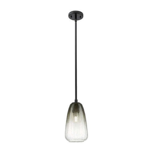 Innovations Brookhaven Almond 6in 1-Light Pendant | Industrial Matte Black and Slate Glass | Kitchen Island & Dining Room | Model 434-1S-BK-G480-6SL