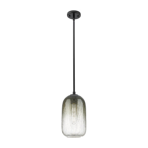 Innovations Brookhaven Cloche 7in 1-Light Pendant | Industrial Matte Black and Slate Glass | Kitchen Island & Dining Room | Model 434-1S-BK-G482-7SL
